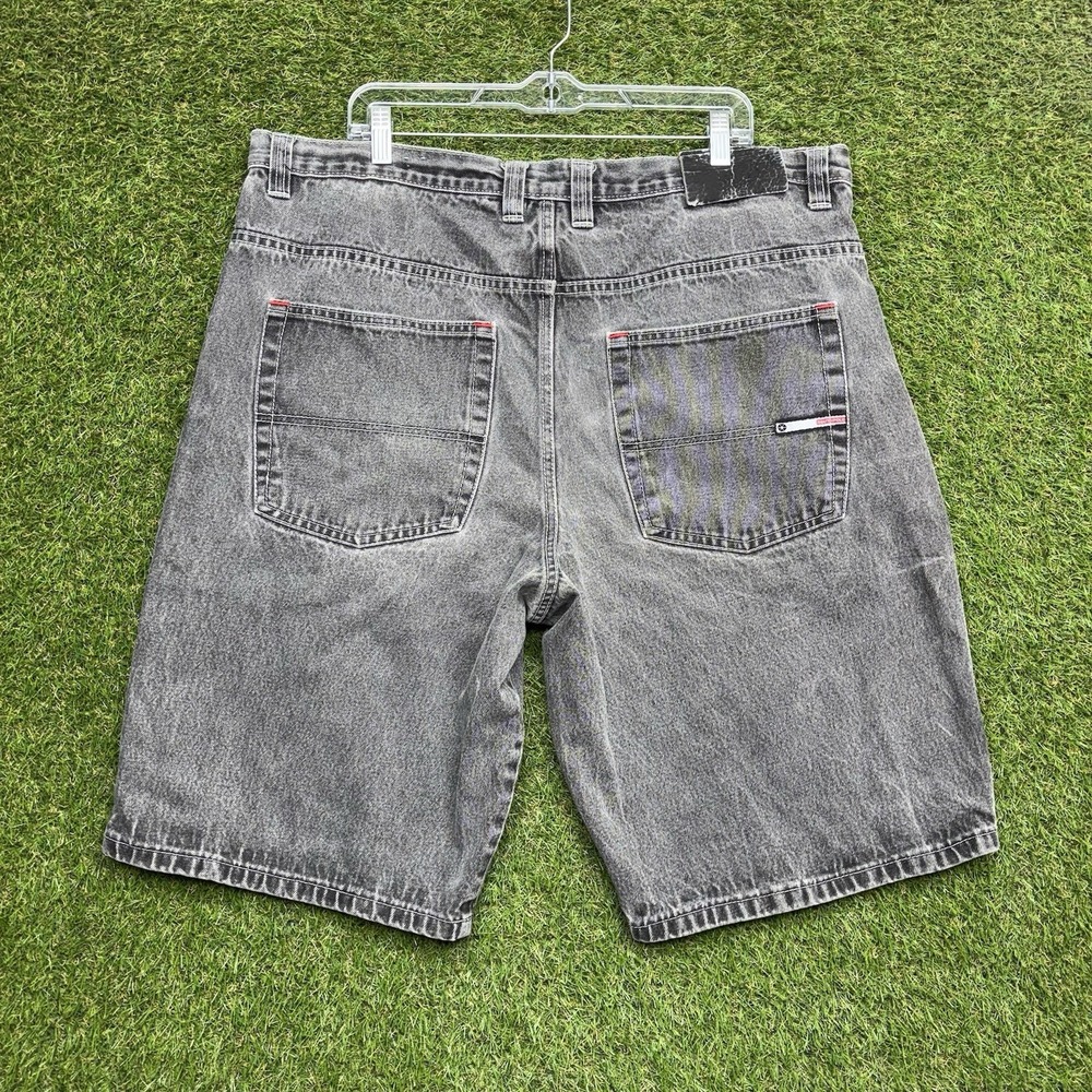 Vintage Southpole Shorts Mens 42 Black Denim Faded Red Tab Baggy Wide Jorts Y2K